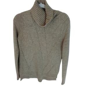 Vince Beige Shawl Collar Sweater Merino Alpaca Camel Blend Size S